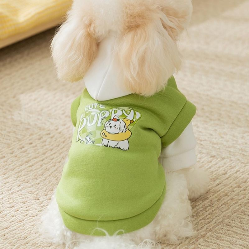 Hooded Pet Sweater Warm Thermal Cotton Two Legs Outfit Winter Dog Cat Clothes Comfortable Pet Hoodie Leash Hole Soft Pet Jacket