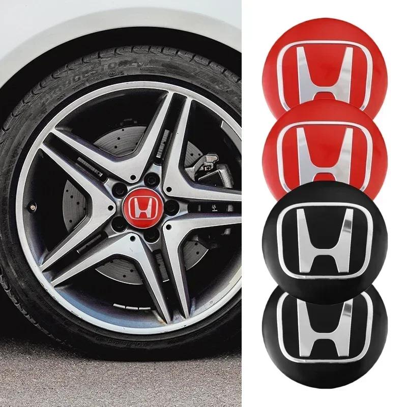 OBTLU1 4PCS 56mm for Honda Car Hub Center Cap Metal Badge Sticker Honda Civic Accord Car Hub Decorative Sticker