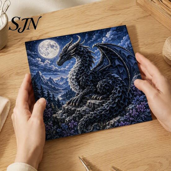 Creative Handicraft for Adults Dragon Fabric Poke Art Kit, Mythic DIY 3D Craft Relaxing Hobby Beginners Project, No-Sew Crafting Kit Adults,