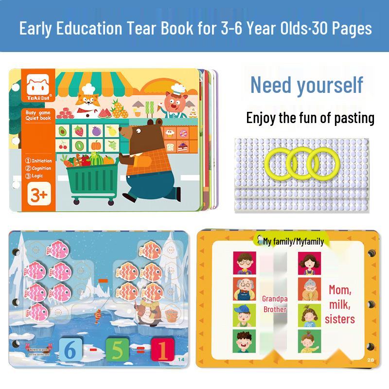 Детская тихая книжка с отрывными страницами: Развивающая игрушка на липучках