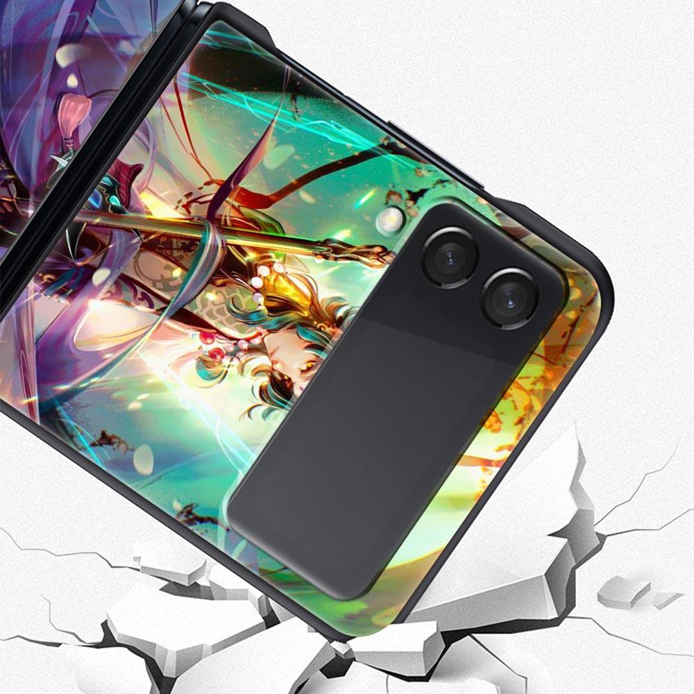 Чехол для телефона Xiao Genshin Impact для Samsung Galaxy Z Flip 3 4 5, черный, складной, жесткий, для ПК, защитный чехол