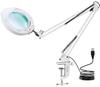 QaaJaa Lighted Magnifying Glass Stand with 15x Optical Glass Touch Adjustable Stepless 5 Color USB Gentle On the Magnification, Lens, Button,