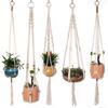Handmade Plant Hanger Baskets Knotted Lifting Rope Hanging Decoration Flower Pots Macrame Holder