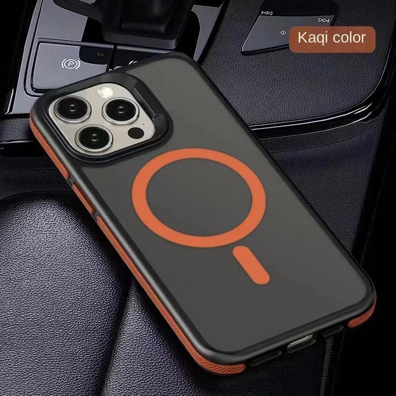 Роскошный матовый полупрозрачный бронированный чехол для iPhone 16 15 14 13 12 11 Pro Max Plus Magsafe Magnetic Wireless Charging Противоударный чехол