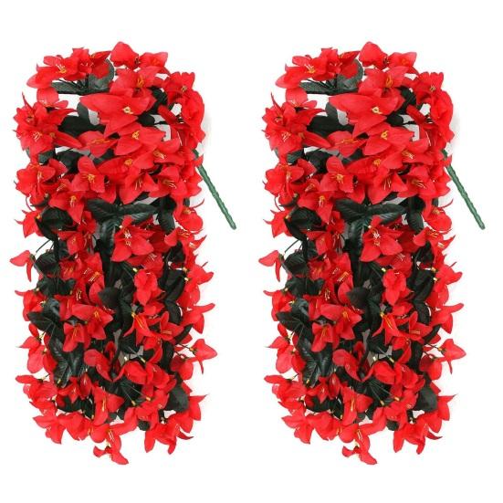 Искусственный цветок бугенвиллеи Искусственная подвесная бугенвиллея для улицы Длинные свисающие лозы Искусственный цветок для двери Веранда Кашпо Ваза Патио Балкон Декор