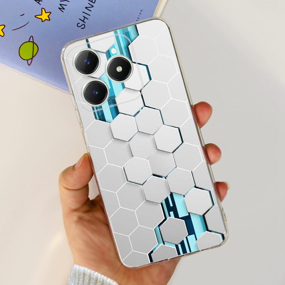 For Realme C61 Case RMX3939 Cute Panda Cartoon Painted Cover Soft Slim Phone Case For Realme C63 C 61 RealmeC61 RealmeC63 Bumper