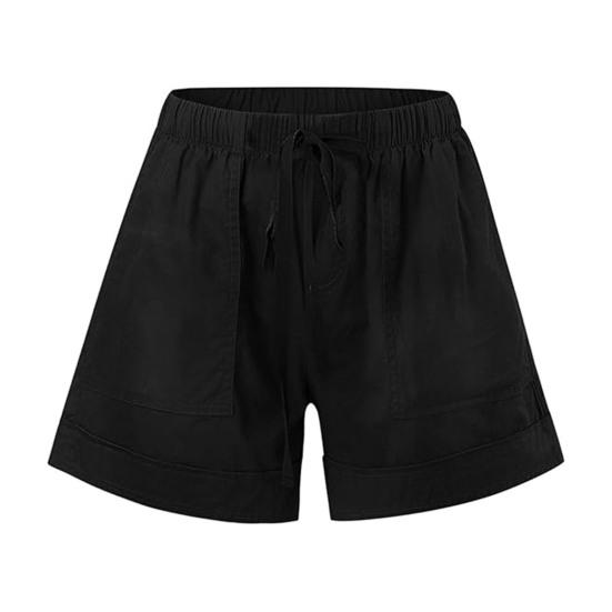 Женские повседневные шорты, регулируемые, с эластичной резинкой на талии, широкие шорты с карманами, однотонные