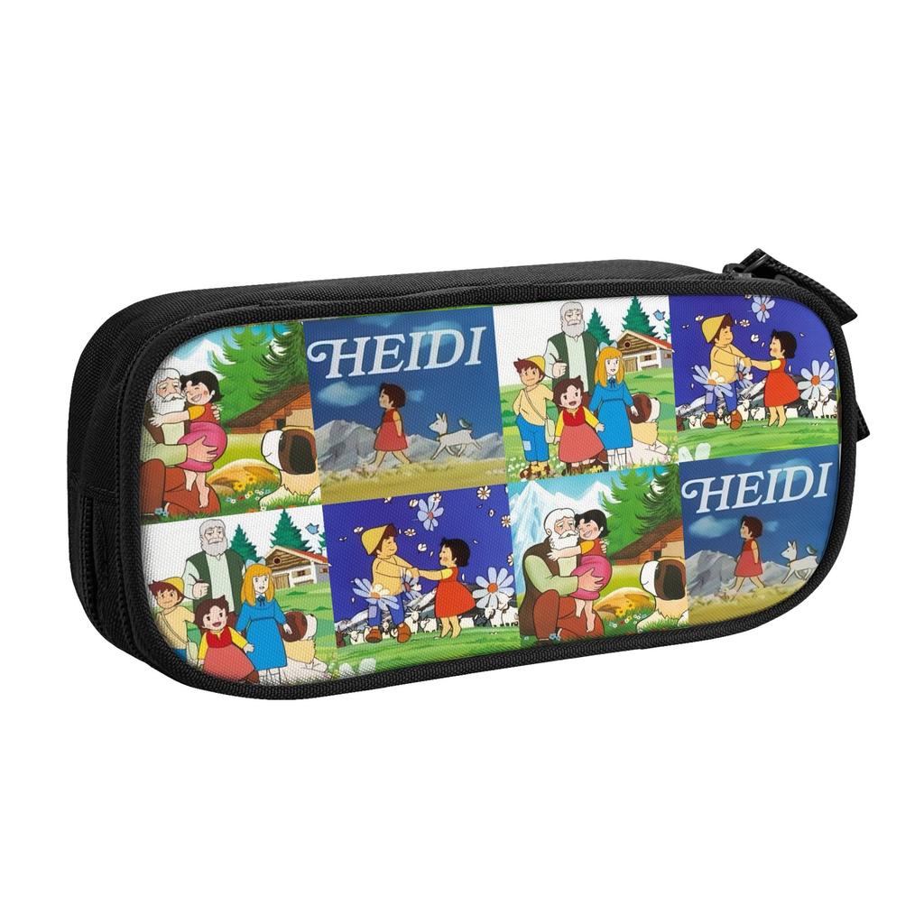 Kawaii Anime Heidi Girl Of The Alps Comic Cartoon Pencil Case for Boys Girls Large Capacity Pen Bag Box School Supplies