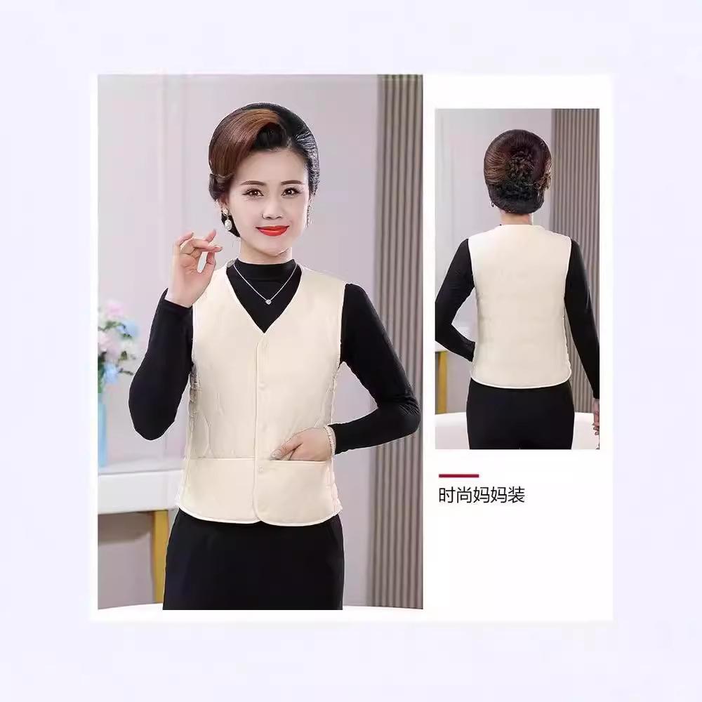 Fleece and thicker new autumn and winter down cotton vest women's lamb down thermal vest middle-aged and elderly close-fitting vest