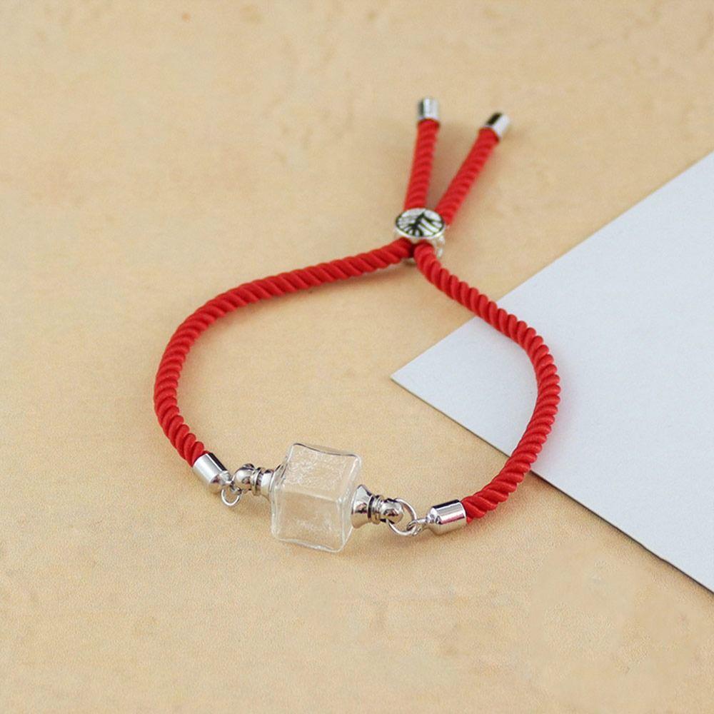 Многоцветный браслет из шнура с подвеской-шармом в виде изогнутого куба на удачу, подарок, стеклянная колба
