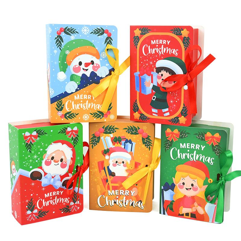 5 шт. в форме книги, рождественские коробки для конфет, сумка, Санта-Клаус, детская подарочная упаковка, коробка, украшения для вечеринки Navidad Natal Noel