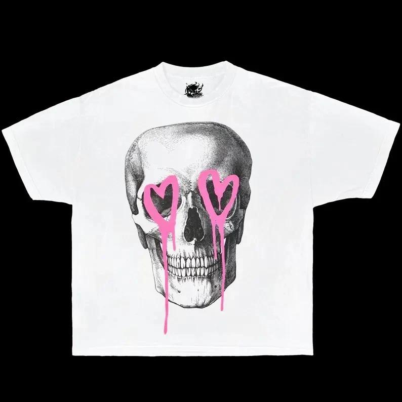 Графичная оверсайз футболка с принтом 'сердечки', streetwear