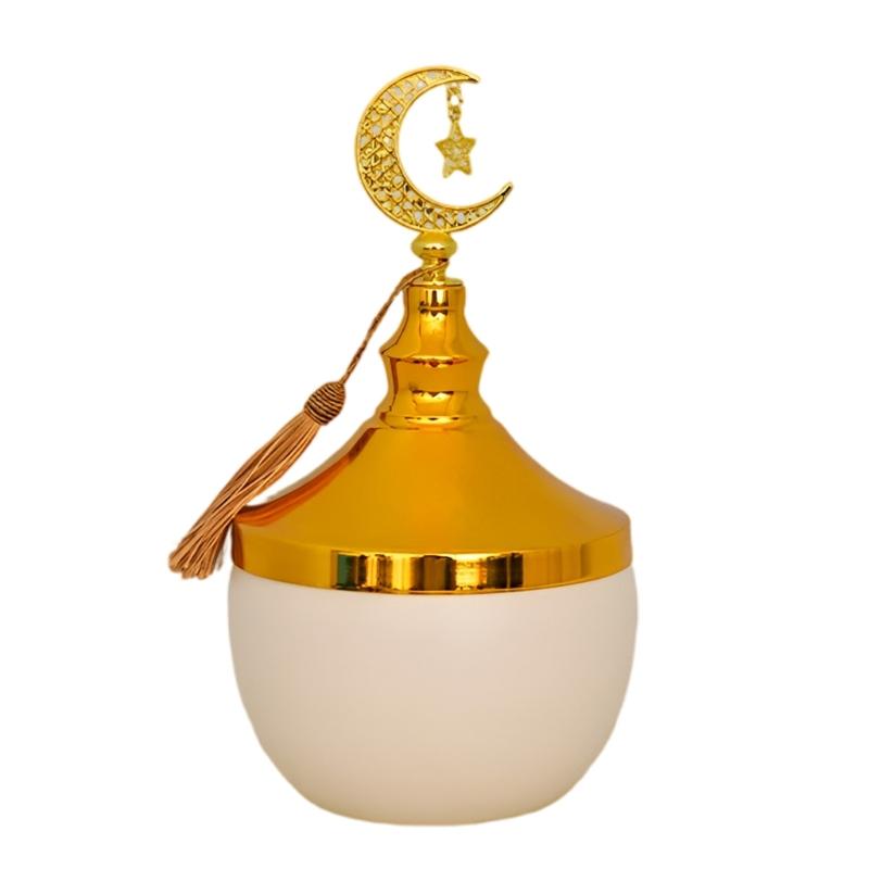 Decorative Ramadans Metal Candy Dish with Lid Islamic Party Tray For Seasonal Displays And Everyday Storage Purposes