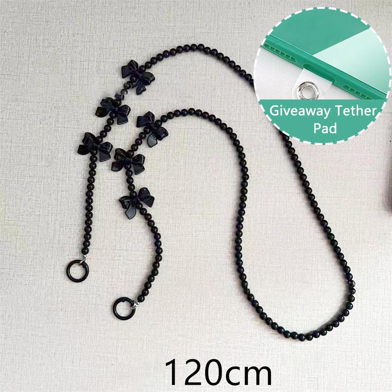 Ремешок для мобильного телефона, шнурок через плечо, бант, серебряные бусины, цепочка для телефона для iPhone, Samsung, Xiaomi, анти-потеря, шейный шнур, подвесной шнур