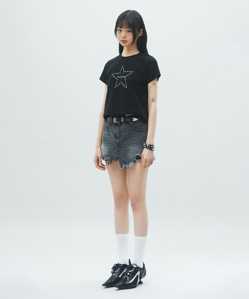 LALAFOX Lala Star Hotfix T-Shirt Short Sleeve T-Shirt Black Br2Ch029
