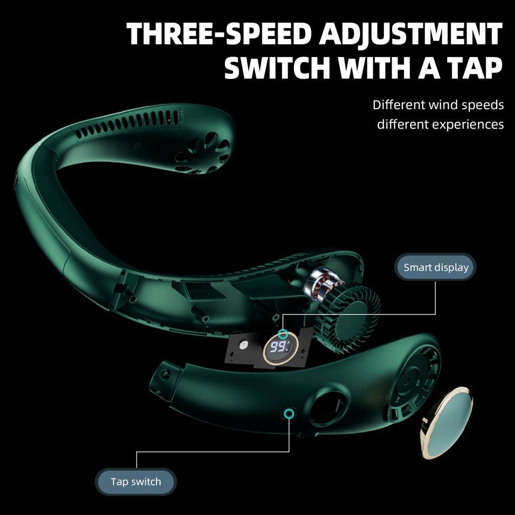 Портативный подвесной вентилятор для шеи, беспроводной USB-перезаряжаемый летний вентилятор, охлаждающий безлопастный носимый вентилятор с шейным ремешком, спортивный кулер для шеи