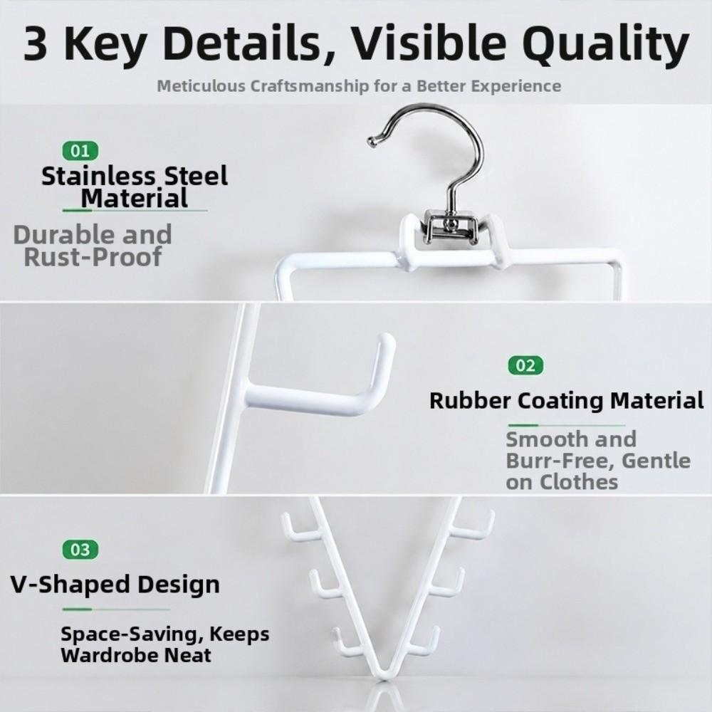 2Pcs Rotatable Metal V Shaped Hanger Wall Mounted Wardrobe Clothes Organizer  Scarf Hanging