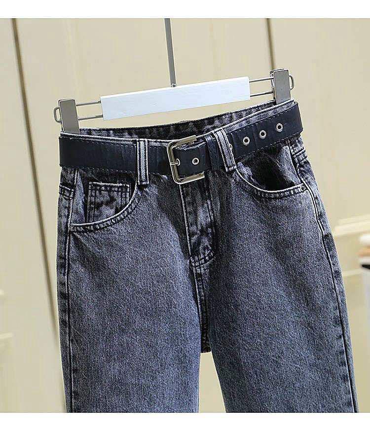 Женские джинсы с высокой талией, рваные, дымчато-серые - Корейский стиль, облегающие, прямые, брюки-гаремы