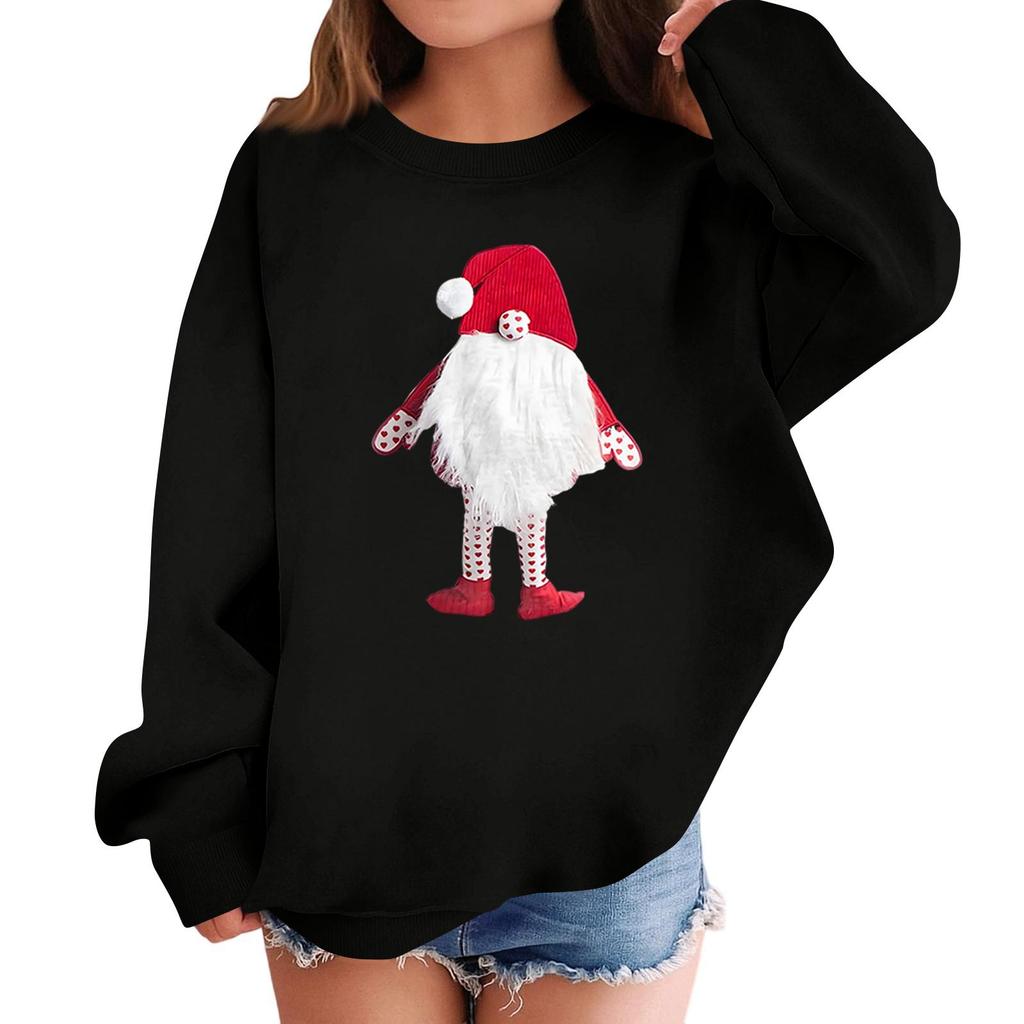 Children's Fashionable Casual Long-sleeved Loose Christmas Print Pullover Sweatshirt