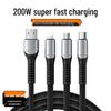 Shun Wang Shun 240W 3-в-1 Плетеный кабель для передачи данных, Сверхбыстрое зарядное устройство 6A для устройств Apple и Huawei