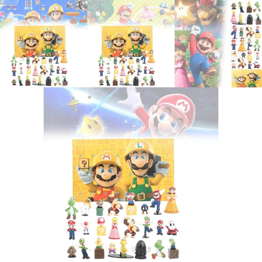 Super Mario Red And Green Mushroom Character Blind Box Figurines Set Of 24 Unique Designs