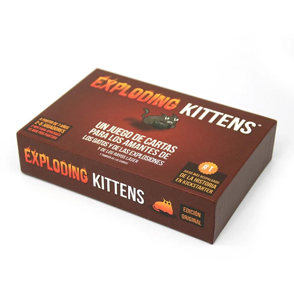 Взрывающаяся испанская игра Juego de cartas de gatitos explotantes, juegos de fiesta fáciles y amigables con la familia, juegos de