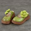 Johnature Detachable Large Flower Round Toe Women's Slippers Genuine Leather Lightweight Thick Soled Sandals