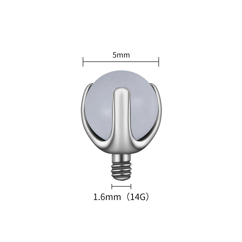 Right Grand ASTM F136 Titanium Internally Threaded Natural Stone Top for 14G 16G Labret Lip Stud Nipple Piercing Body Jewelry