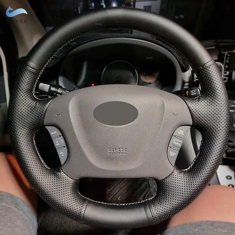 Оплетка на руле для Kia Carnival II Grand Carnival 2006-2014, автомобильный руль, прошитая вручную кожаная отделка