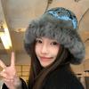 Windproof Faux Fur Lei Feng Hat Ethnic Style Pullover Beanie Hat Knitted Plush Hat  Autumn Winter