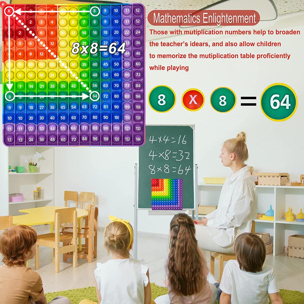 Спереди 12x12 сзади 12 + 12 сложение умножения с обеих сторон поп-игрушки, радужные красочные нажимные пузырьки математические развивающие игрушки