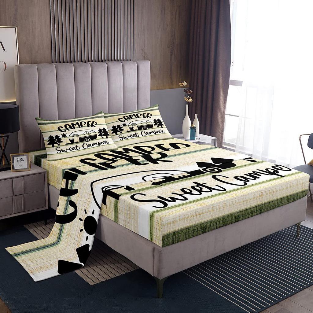 Cartoon Animal Fox Owl Hedgehog Deer Pattern Bed Hat Four-piece Set Bedroom Dormitory Bedding Decoration