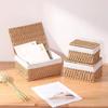 Hand-woven Storage Baskets with Lid/Liner Desktop Sundries Organizer  for Closet Shelf