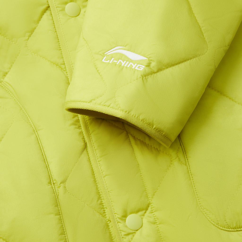 Li-Ning Водонепроницаемая свободная однобортная однотонная хлопковая куртка с V-образным вырезом и длинными рукавами, мужские куртки яблочно-зеленого цвета AJMU147-7