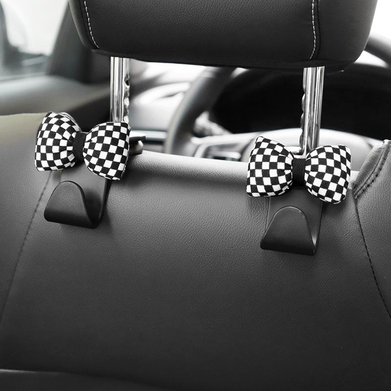 2PCS Cute Cartoon Black Coal Balls Car Seat Back Hooks Storage Vehicle Headrest Organizer Hanger for Groceries Bag Decoration