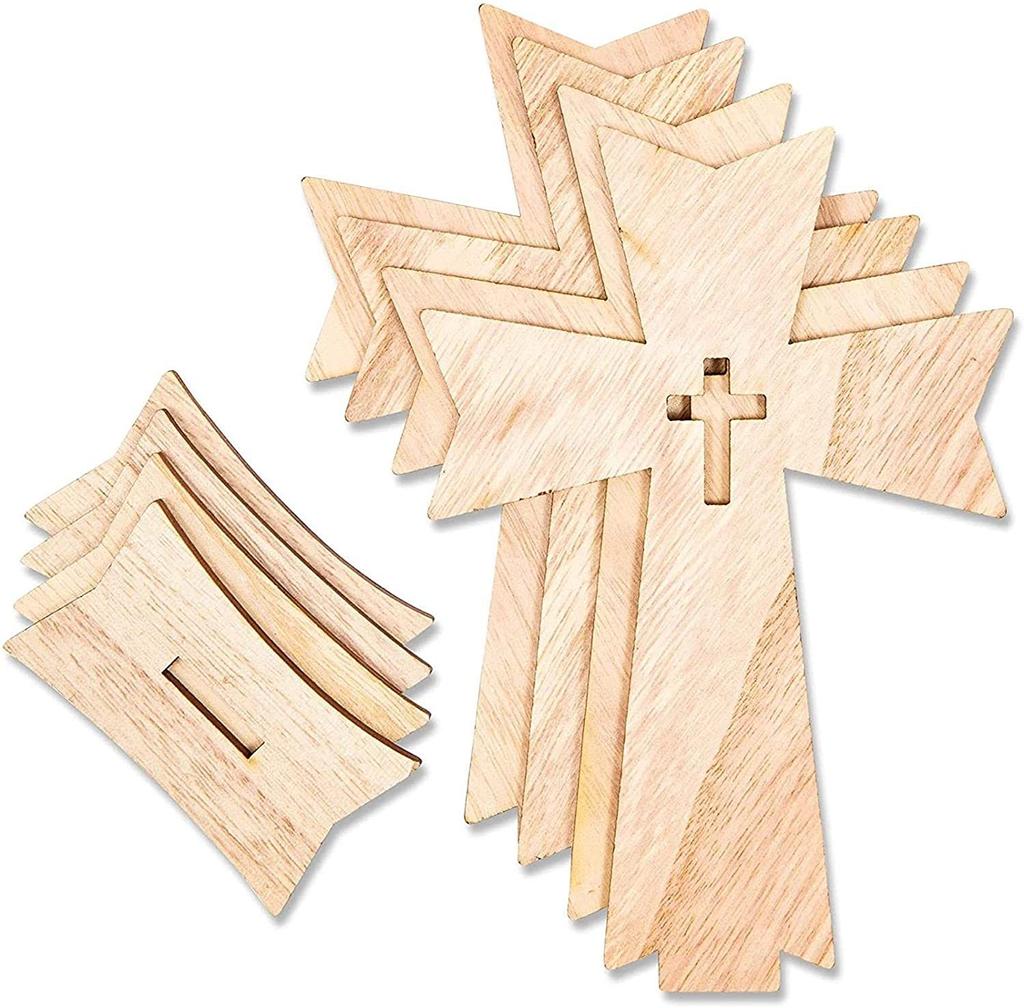 10 PCS Wooden Cross Crafts Creative Festival Accessories Wooden Set Cross Craft Ornament
