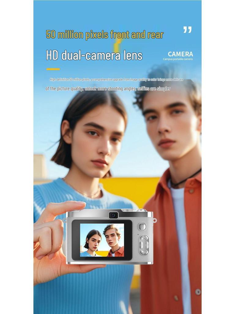 Retro CCD Dual Camera with 8x Optical Zoom - Compact Travel Pocket Digital Camera for Students