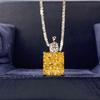 5 Carat Yellow Simulated Diamond Necklace for Women - S925 Silver Rectangle Pendant On Clavicle Chain