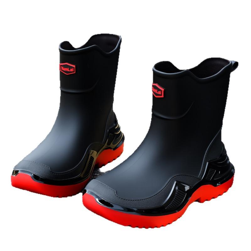 Trendy Men's Short and Medium Rain Shoes Multi-color Sports Rubber Shoes Thickened and Widened Non-slip Environmentally Friendly Rain Boots