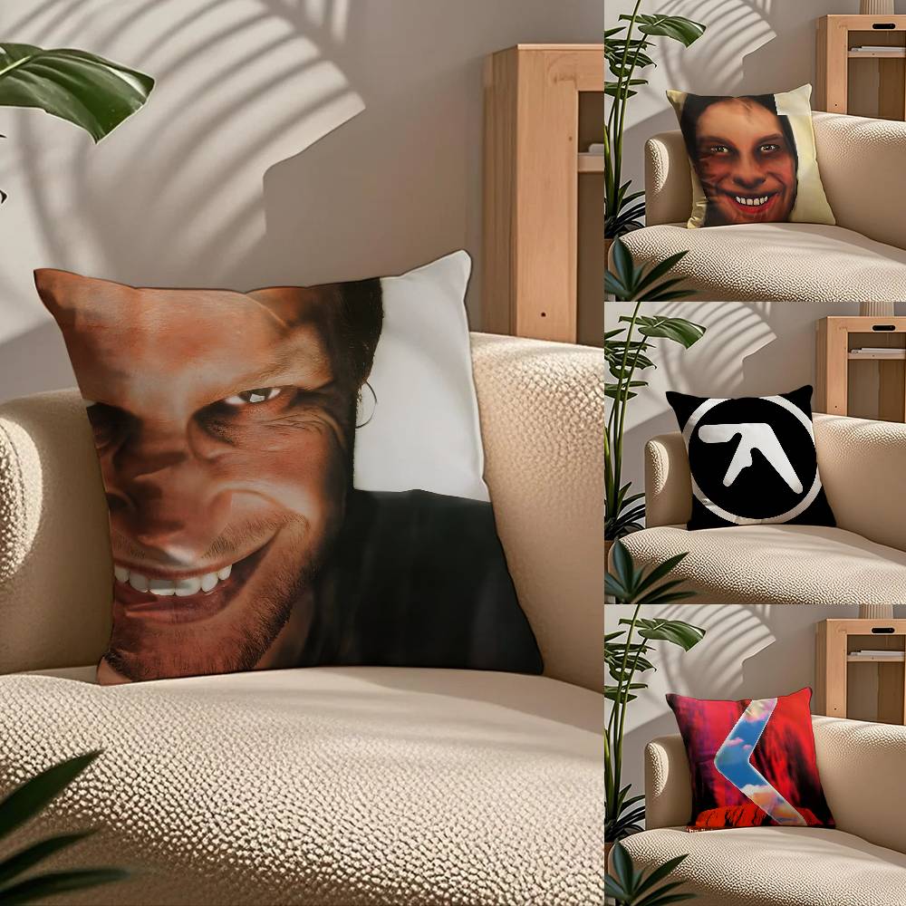 A-Aphex T-Twin Album Cover Pillow Case Comfort Sofa Bed Silky elegant Invisible zipper Custom Decorative cushion cover