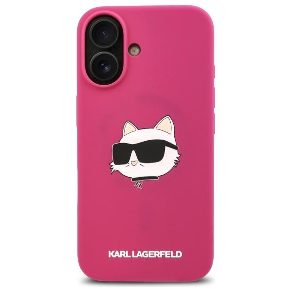 Karl Lagerfeld Klhmp16Sschpplf Iphone16 6.1 Fuksja/Fuschia Hardcase Silicone Choupette Head Print Magsafe