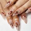 Pink Fake Nails with Strawberries Printed Sweet & Charming Reusable False Nails for Women and Girl Nail Salon