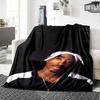1 шт. Плед в стиле Hip Hop 2Pac, Мягкий, Легкий, Для всех сезонов, Многоцелевой плед для дивана, кровати, офиса и пикников, Французский стиль с культовыми обложками альбомов и цитатами