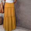 Женская макси-юбка с высокой талией и эластичным поясом, однотонная однотонная юбка трапециевидной формы с рюшами, длинная юбка для праздника и вечеринки, уличная одежда