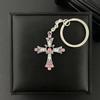 Gothic Pink Cross & Heart Keychain: Hip-Hop Style Retro Pendant Accessory