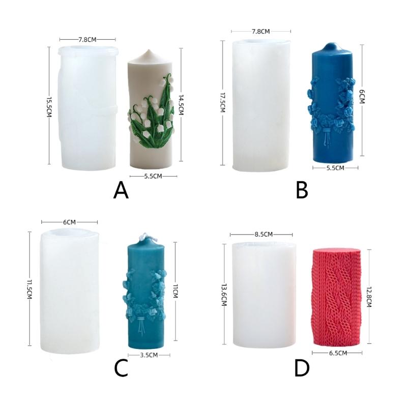 Silicone Mold 3D Cylinder Rose Candle Mold Aromatherapy Candle Making DIY Plaster Epoxy Molds Soap Gypsum Mould Decor