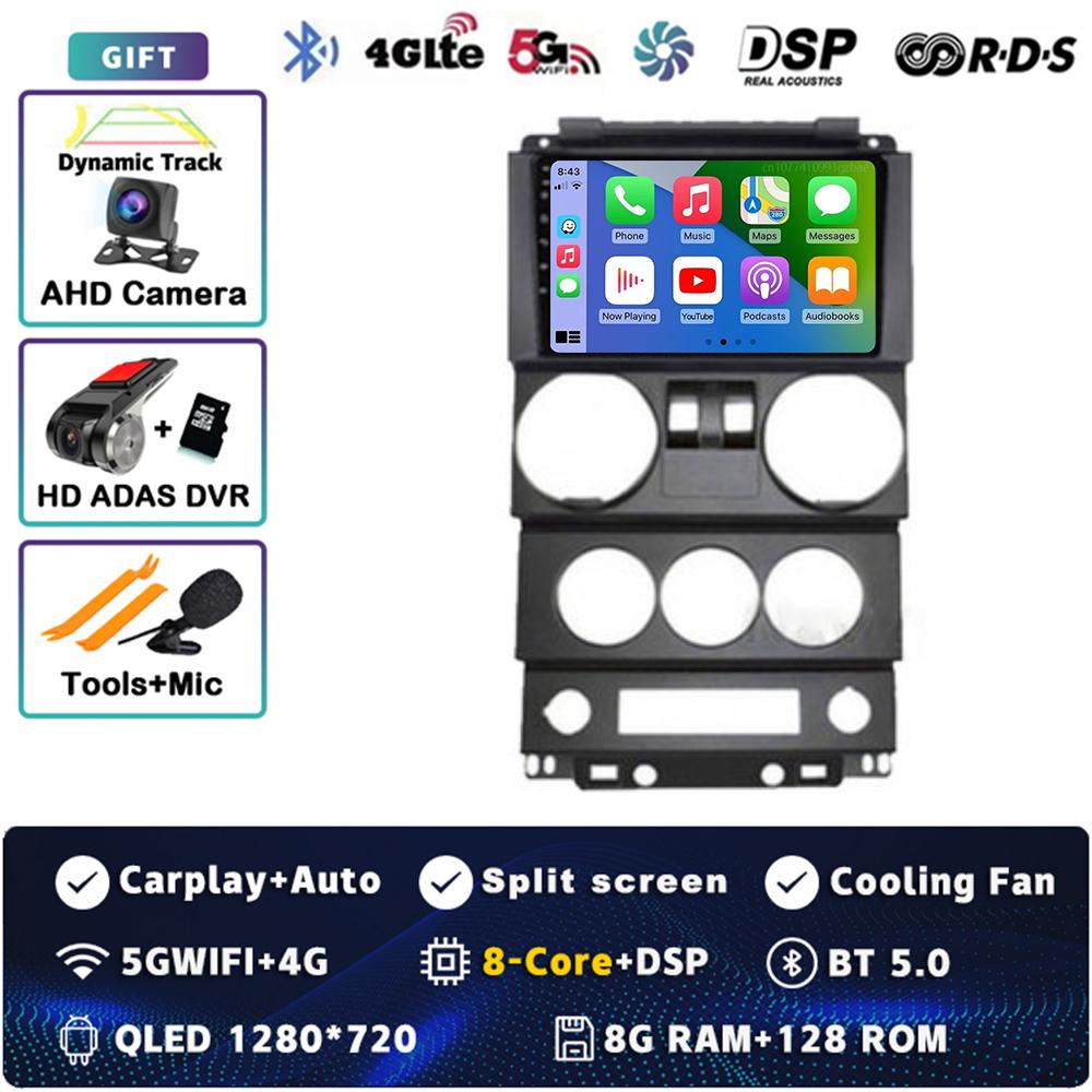 Android 14 Carplay Auto для Jeep Wrangler Unlimited 3 JK 2008 - 2010 Автомобильное радио 4G+WIFI Плеер Мультимедиа srereo Навигация Видео