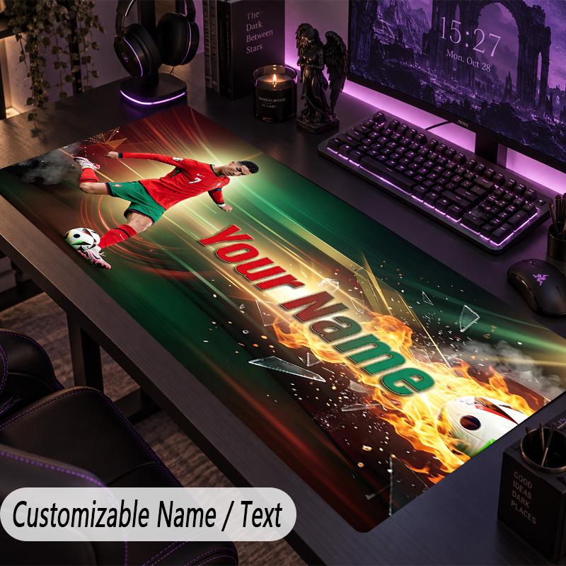 Large Mouse PadCristiano Ronaldo Custom Name Text Personalized Desk Mat Non Slip Gaming Pad