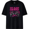 Футболка с надписью 'Fun Vibe Eat Sleep Game Repeat' и дизайном игрового контроллера