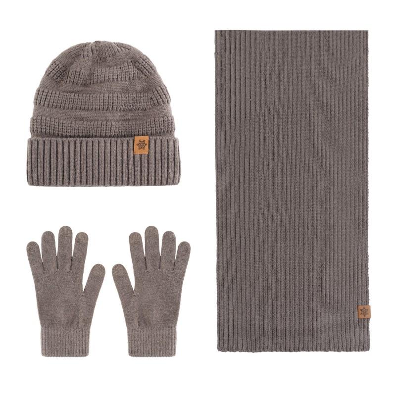 Alpaca Wool Winter Hat Scarf Gloves Set Men Outdoor Cycling Warm Knit Beanie Three Piece Accessory